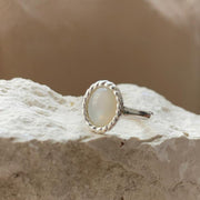 Anillo de Piedra de Luna / Plata 925 / Talla 5.5 / Entrega Inmediata