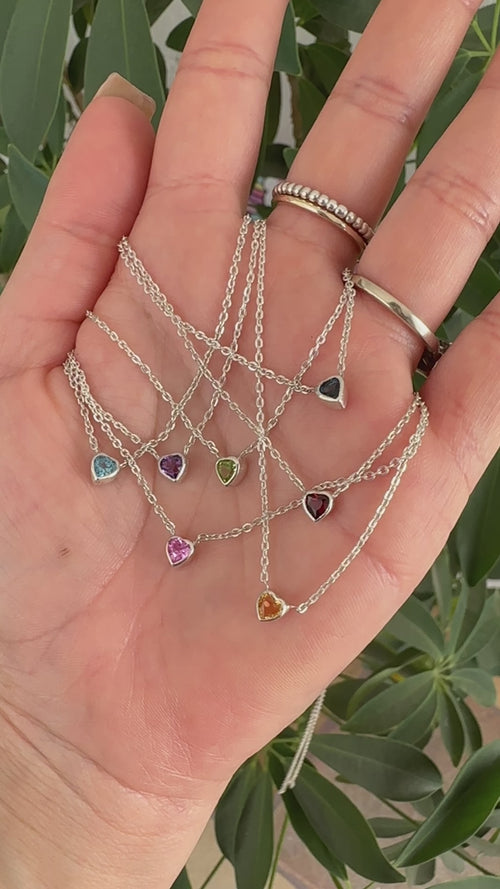 Collar Piedras Naturales corte Corazón en Plata 925